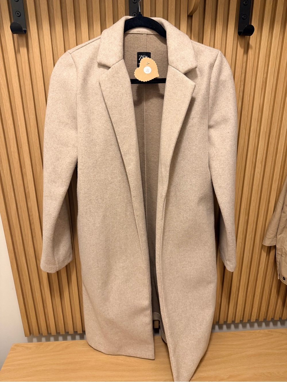 Zara Oatmeal Beige Longline Tailored Coat